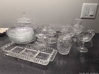 Group view of all glass items on countertop