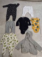 All seven clothing items laid out