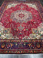 Full view of entire rug showing design and colours