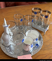 Full lot showing tray, glassware, porcelain pieces