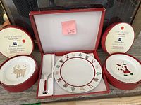Boxed salad plates, open cake plate set and server displayed