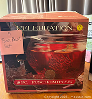 Front of retail box reading Celebration 18 PC Punch/Party Set