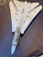 Top view of the G.I. Joe Skystriker jet showing overall condition and spotting.