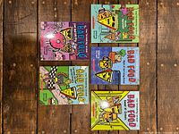 All five Bad Food paperbacks laid out fronts visible