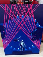 Full view of vertical canvas showing guitarist under red laser lights
