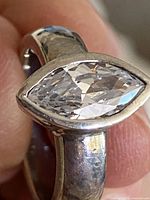 Top view showing marquise cubic zirconia bezel set in sterling band