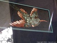 Front view of one framed hummingbird artwork showing subject and matting