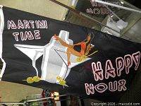 Full view of flag showing graphics and text