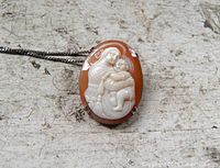 Front view of cameo pendant on chain