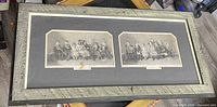 Full view of framed double engraving