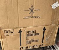 Cardboard shipping carton showing model FR8861, 97911BK and quantity 1