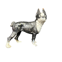 Left side profile of Boston Terrier cast-iron figurine
