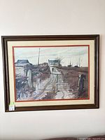 Full view of framed landscape print