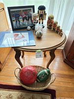 Full lot on round table and basket