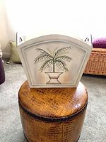 Front view displaying palm tree artwork and box shape