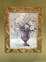 Front view of framed floral wall art