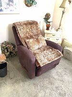 Front view of recliner with blanket and pillow