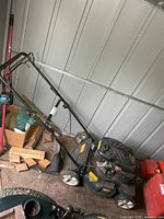 Full view of YardWorks lawn mower showing handle and deck