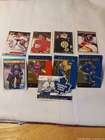 Overview of all nine hockey cards laid out in two rows