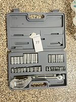 Closed view of entire socket set in case showing all contents