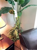 Full view of artificial plant beside furniture
