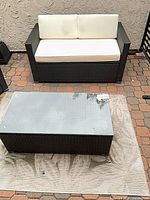 Loveseat, table, rug together