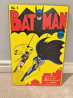 Front view of Batman comic cover plaque