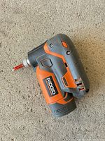 Side view of Ridgid R8224 right-angle drill/driver showing overall form and wear