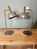 Front view of both matching lamps upright on table