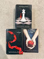 Front covers of Breaking Dawn, Eclipse, Twilight