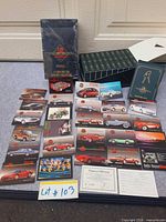 Front view of sealed box and sample cards for reference
