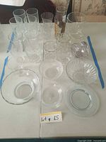 All glassware items arranged on table for overview
