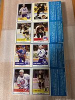 Fronts of the four Kraft Spirals boxes showing each pair of NHL cards on side panels