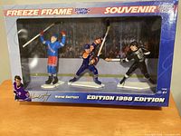 Front of sealed 1998 Starting Lineup Freeze Frame box showing three Wayne Gretzky figurines
