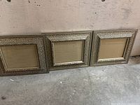 Front view of the three matching ornate frames