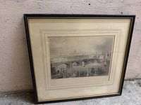 Front view of framed Bartlett engraving showing entire artwork, mat and frame