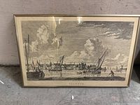 Front view showing full framed etching of Zaandijk harbor