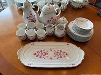 Full set including pots, cups, plates, platter