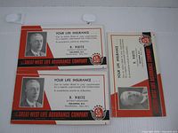 Fronts of three Great-West Life advertising ink blotters showing design and portrait
