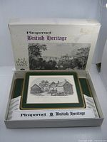 boxed Pimpernel British Heritage Warwickshire Green place mats, 6+2 set label visible