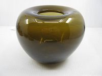 Front angled view of brown glass vase