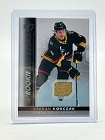 Front of encased Kaedan Korczak patch card