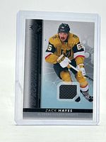 Front view of Zack Hayes SP Authentic patch card in sleeve