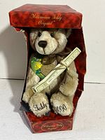 Bear inside original red box showing overall item