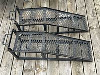 Top view of both steel ramps on wooden deck