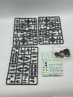 Three sprues, bases in bag, decal sheet overview