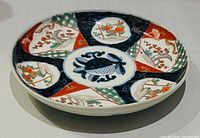Top view of decorative Imari plate