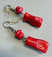 Full view of both coral earrings showing design and length