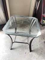 Top view showing glass insert and metal frame