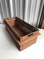 storage basket with tray placed on top
